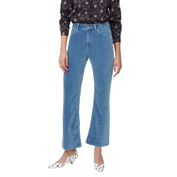 Rebecca Taylor La Vie‎ Blue Velvet High Rise Kick Boot Flare Pants Size 31